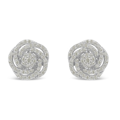 10k White Gold Rose-Cut Diamond Floral Cluster Earrings (1 cttw, I-J Color, I2-I3 Clarity) Bids.com