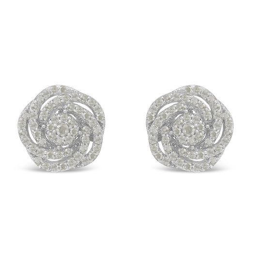 10k White Gold Rose-Cut Diamond Floral Cluster Earrings (1 cttw, I-J Color, I2-I3 Clarity) Bids.com