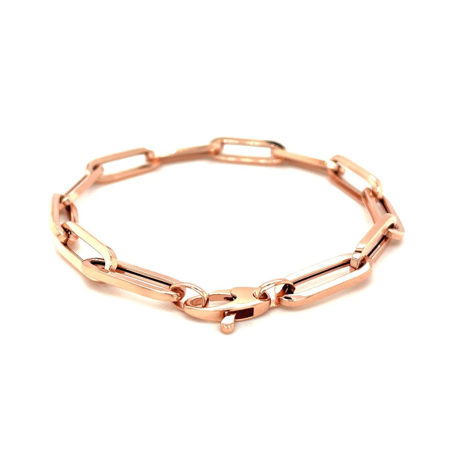 14K Rose Gold Extra Wide Paperclip Chain Bracelet Bids.com