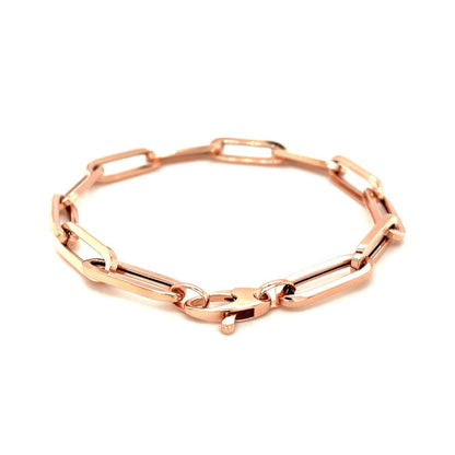 14K Rose Gold Extra Wide Paperclip Chain Bracelet Bids.com