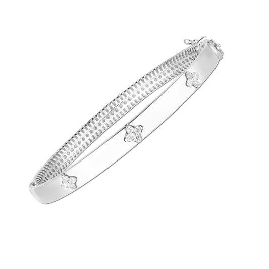 14k White Gold Trilogy Diamond Bangle (5.40 mm) Bids.com