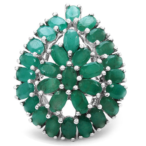 8.10 Carat Genuine Emerald .925 Sterling Silver Ring Bids.com