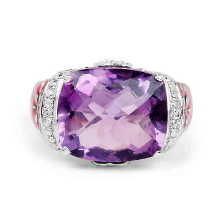 8.86 Carat Genuine Amethyst & White Topaz .925 Sterling Silver Ring Bids.com