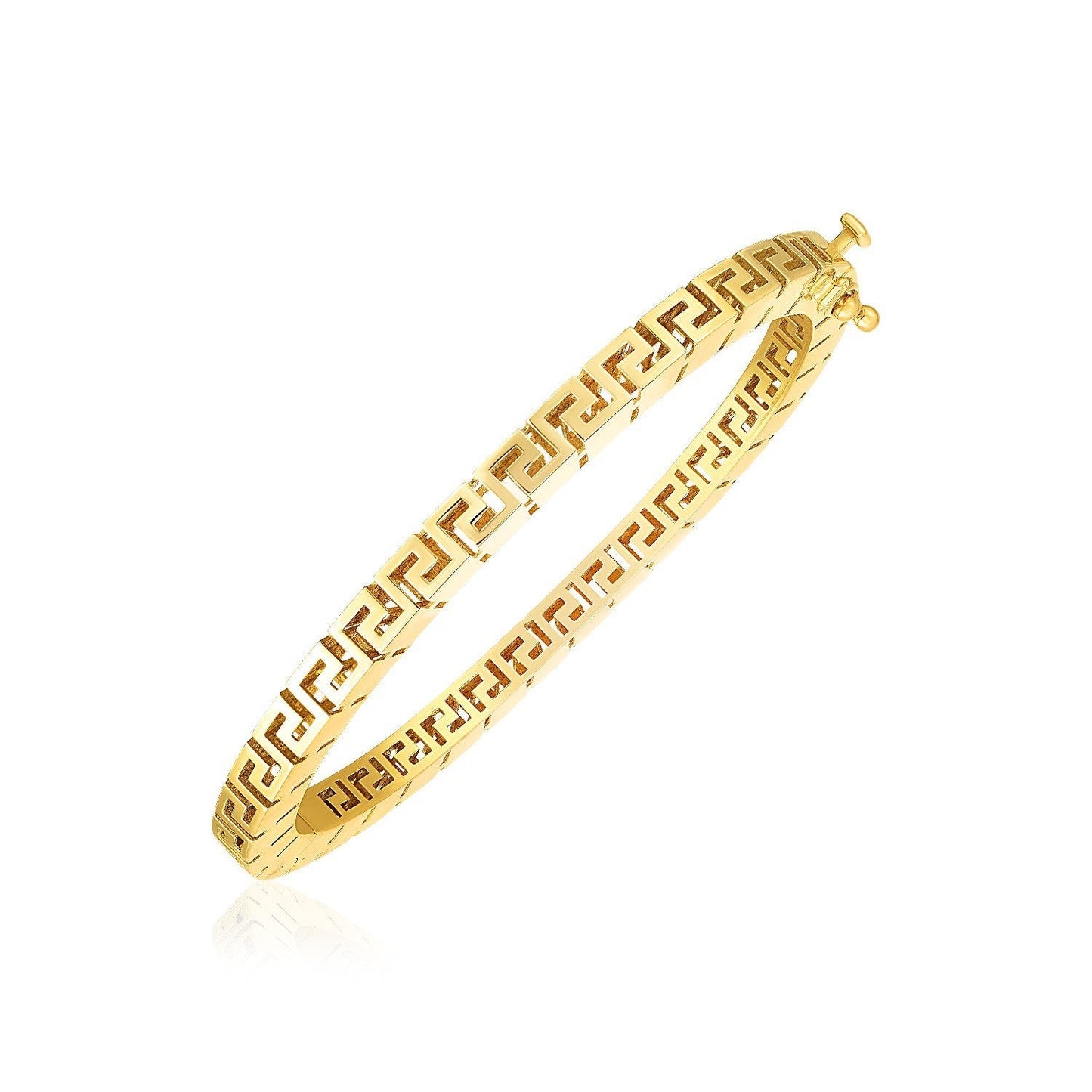 14k Yellow Gold High Polish Greek Key Bangle Bids.com