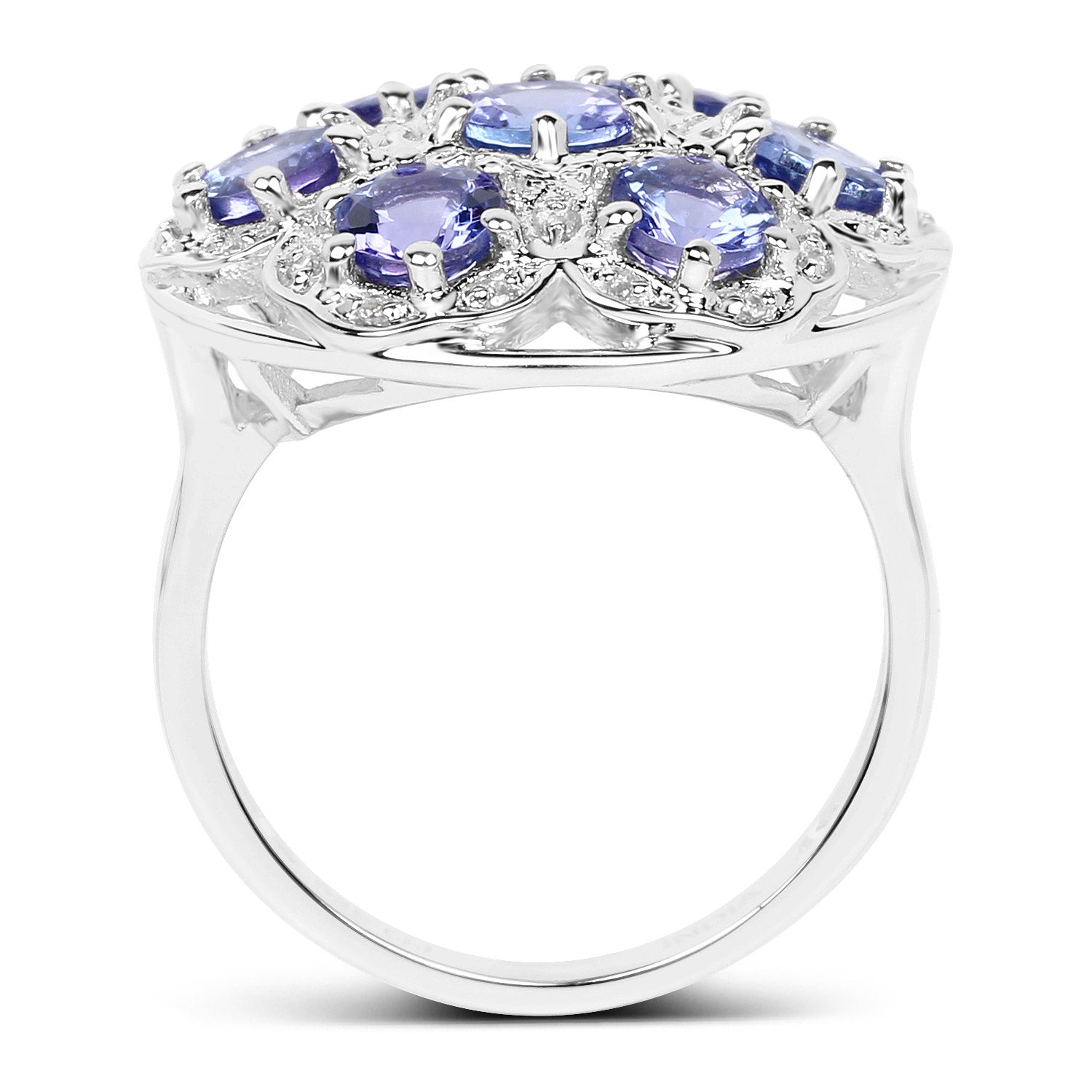 2.00 Carat Genuine Tanzanite and White Zircon .925 Sterling Silver Ring Bids.com