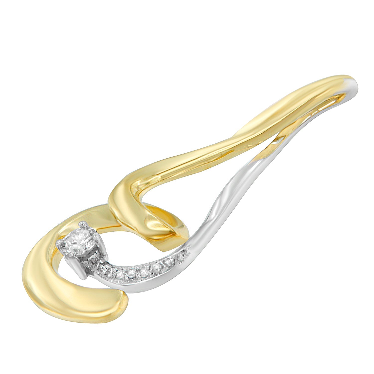 Espira 10K Two-Tone Gold 1/10 cttw Round Cut Diamond Swirl Pendant Necklace (I-J, I2-I3) Bids.com