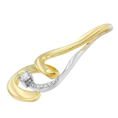 Espira 10K Two-Tone Gold 1/10 cttw Round Cut Diamond Swirl Pendant Necklace (I-J, I2-I3) Bids.com