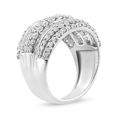 .925 Sterling Silver 2.00 Cttw Round and Baguette-Cut Diamond Cluster Ring (H-I Color, I1-I2 Clarity) - Size 7 Bids.com