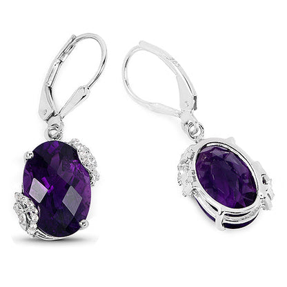 10.18 Carat Genuine Amethyst and White Topaz .925 Sterling Silver Earrings Bids.com