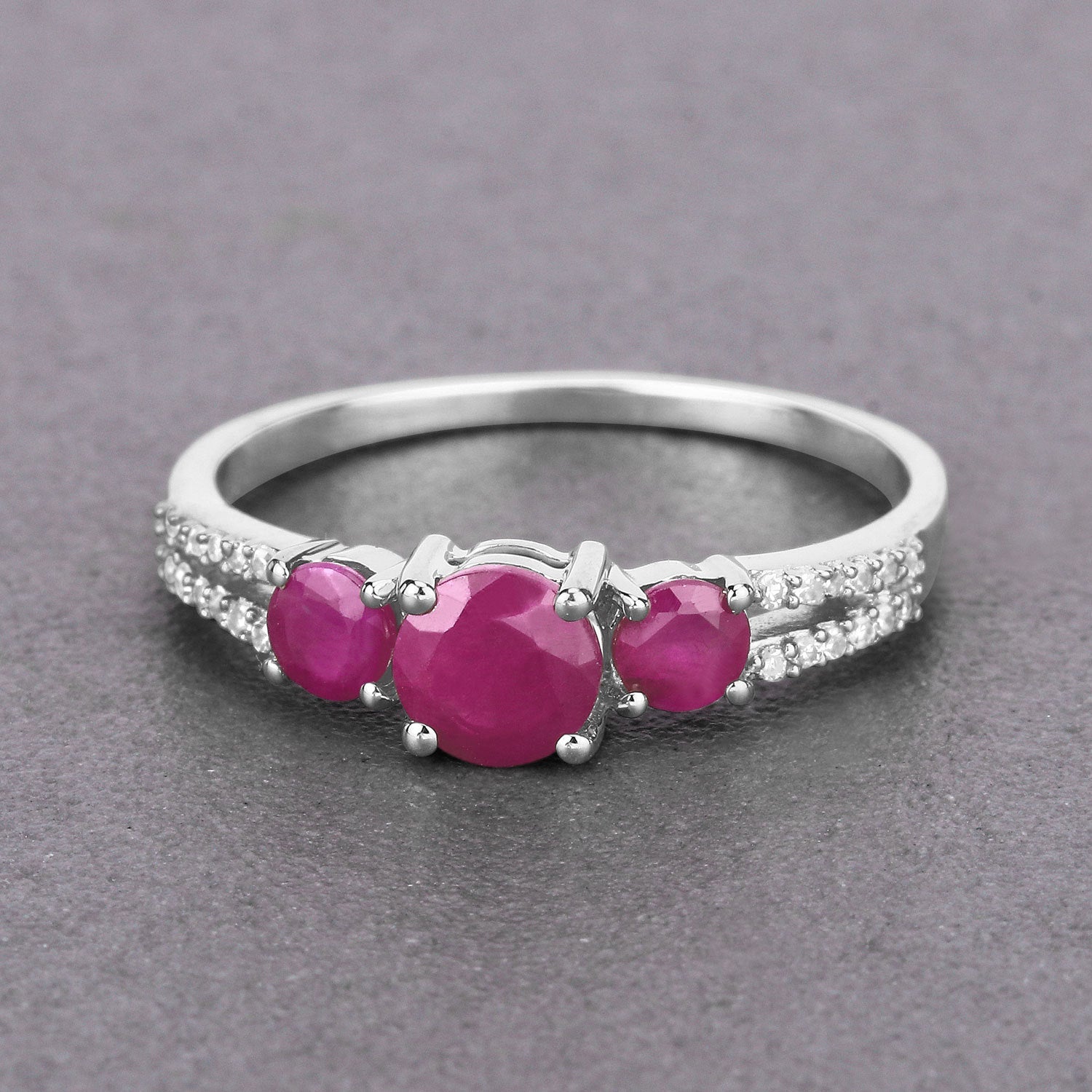 1.02 Carat Genuine Ruby and White Diamond 14K White Gold Ring Bids.com