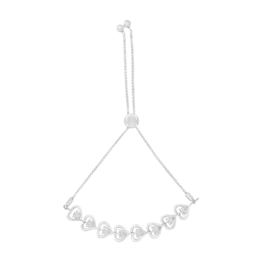 Sterling Silver Diamond Woven Heart Bolo Bracelet (0.1 cttw, H-I Color, I2-I3 Clarity) Bids.com