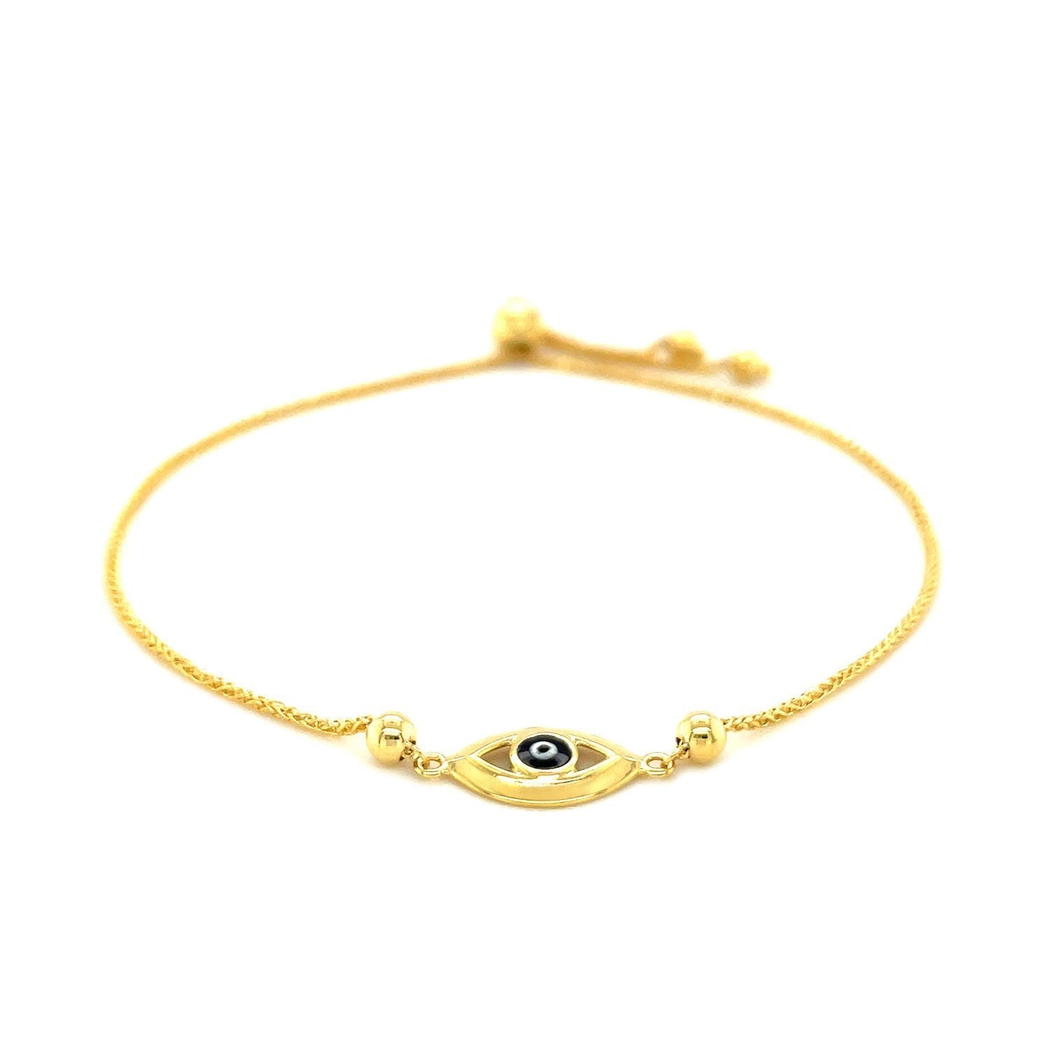 14k Yellow Gold Adjustable Evil Eye Bracelet Bids.com