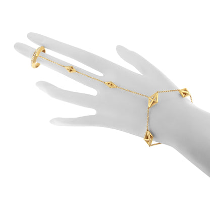 14K Yellow Gold 1/4 Cttw Diamond Ring and Bracelet Hand Chain (G-H Color, SI1-SI2 Clarity) - 7" Bids.com