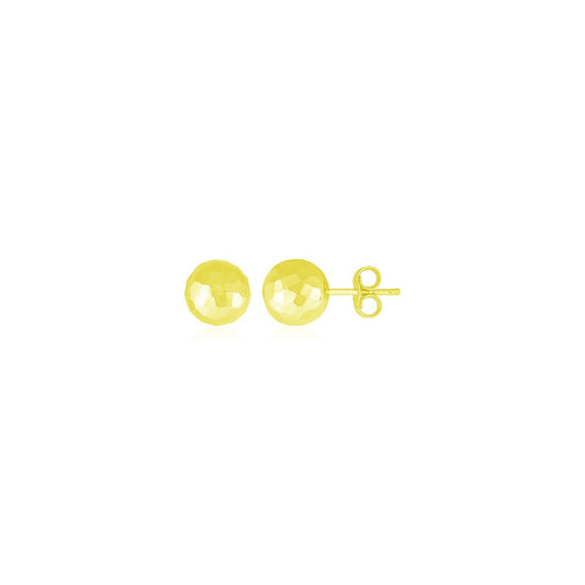 14k Yellow Gold Ball Earrings with Faceted Texture Bids.com