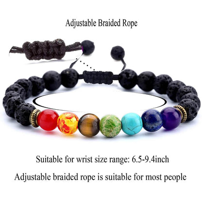 8mm Lava Rock 7 Chakras Braided Bracelet DailySale