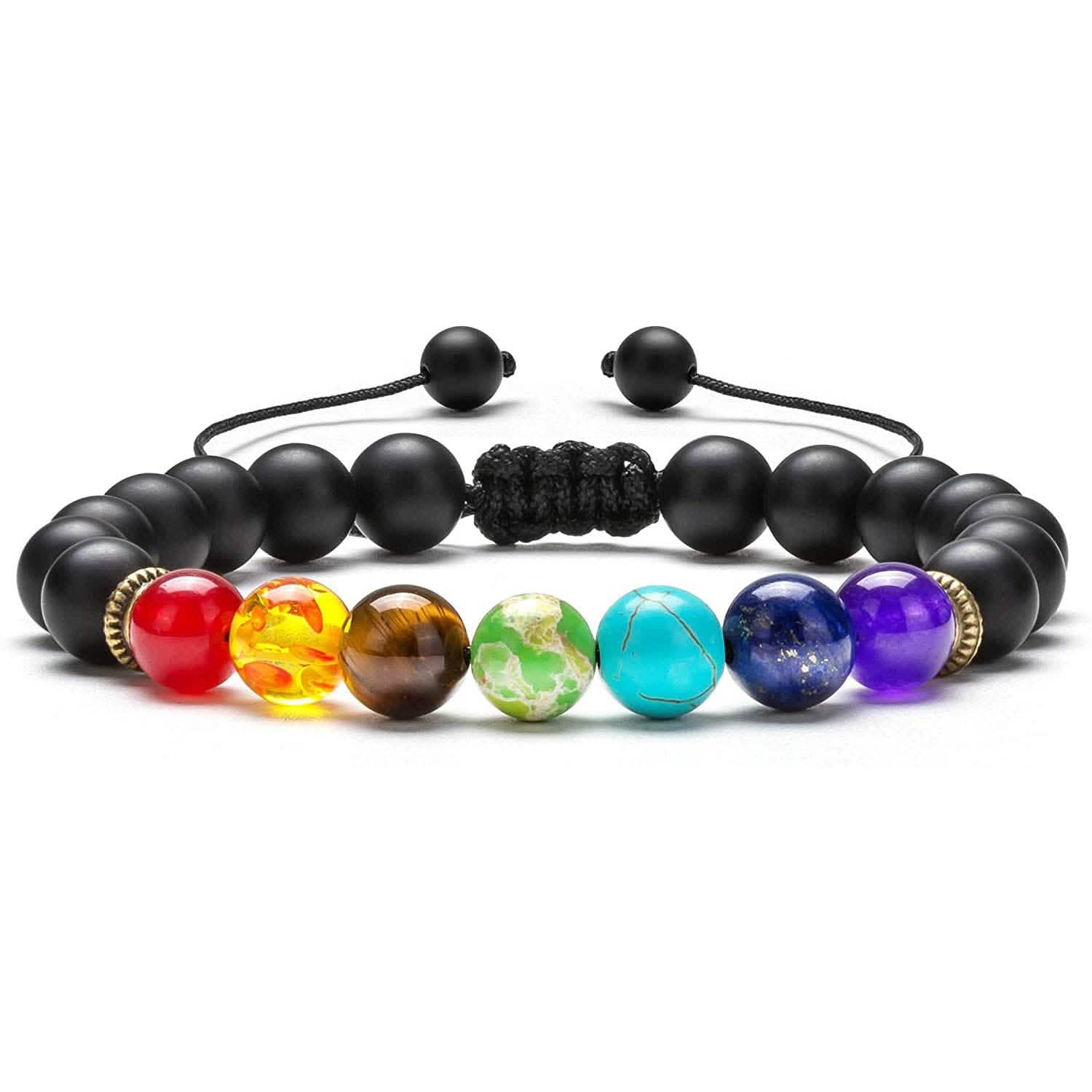 8mm Lava Rock 7 Chakras Braided Bracelet DailySale