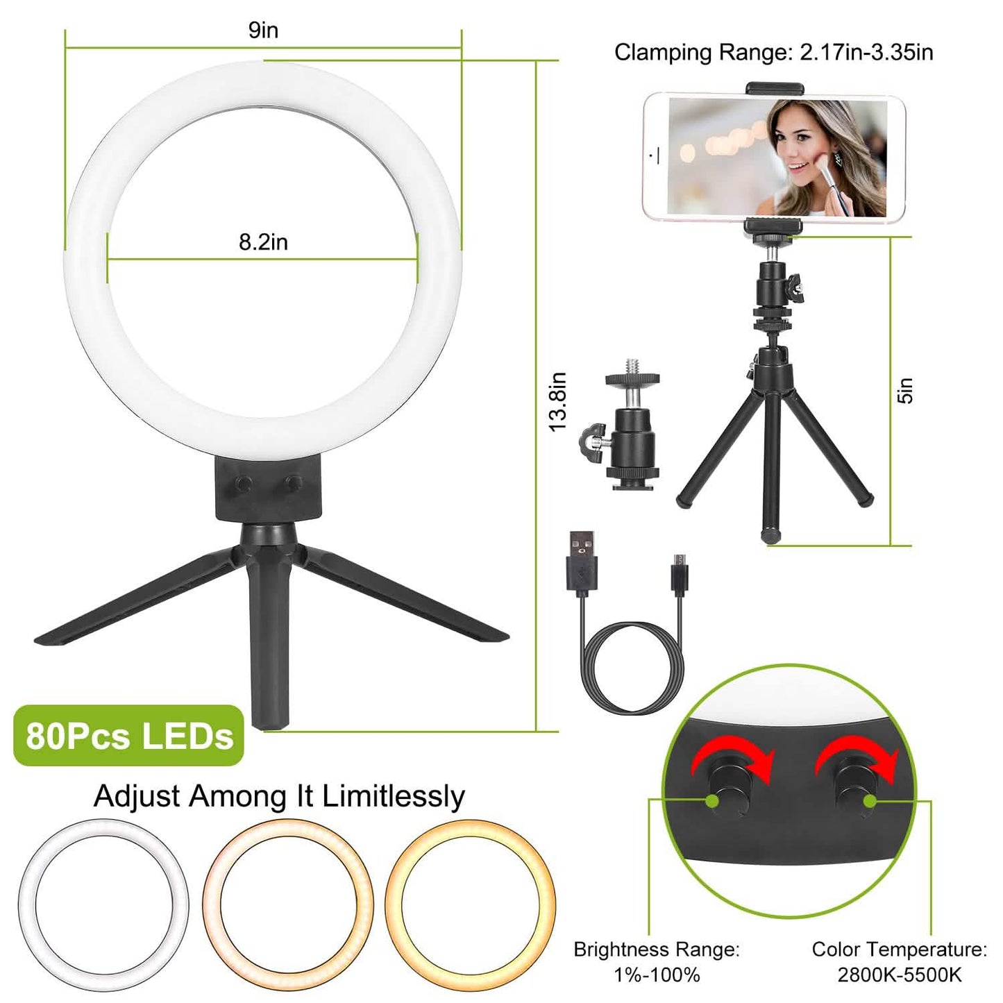 9" Dimmable LED Ring Light with Tripod DailySale
