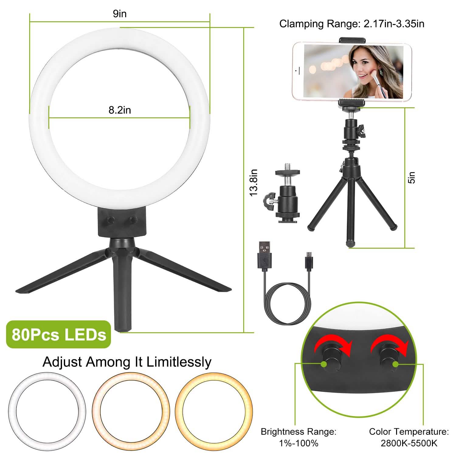 9" Dimmable LED Ring Light with Tripod DailySale