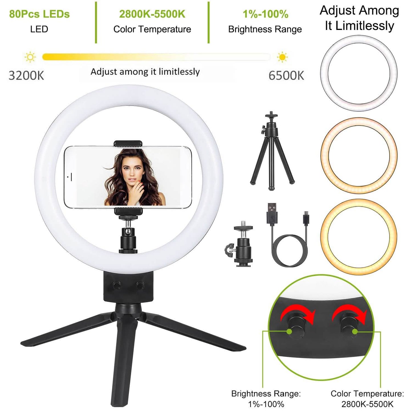 9" Dimmable LED Ring Light with Tripod DailySale
