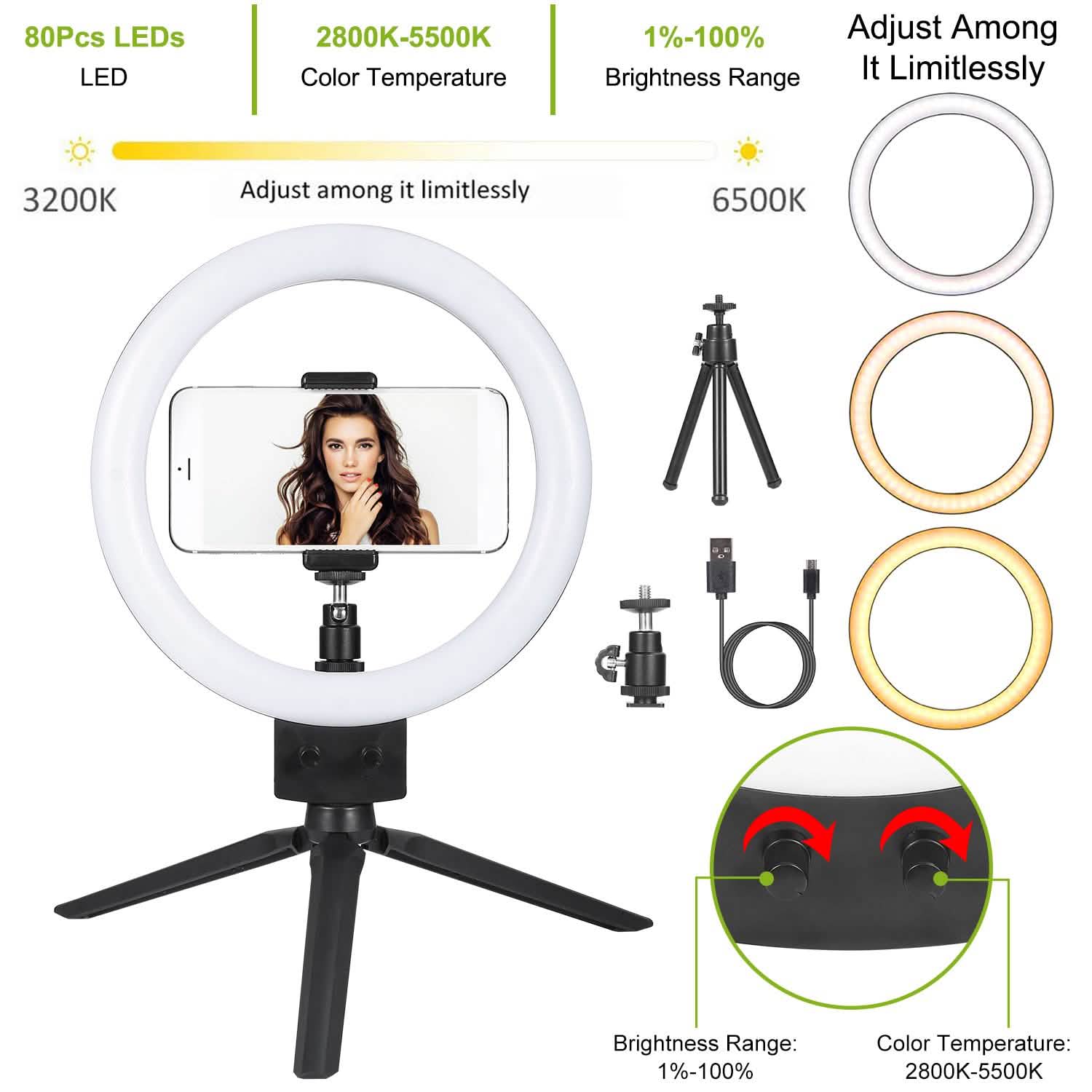 9" Dimmable LED Ring Light with Tripod DailySale