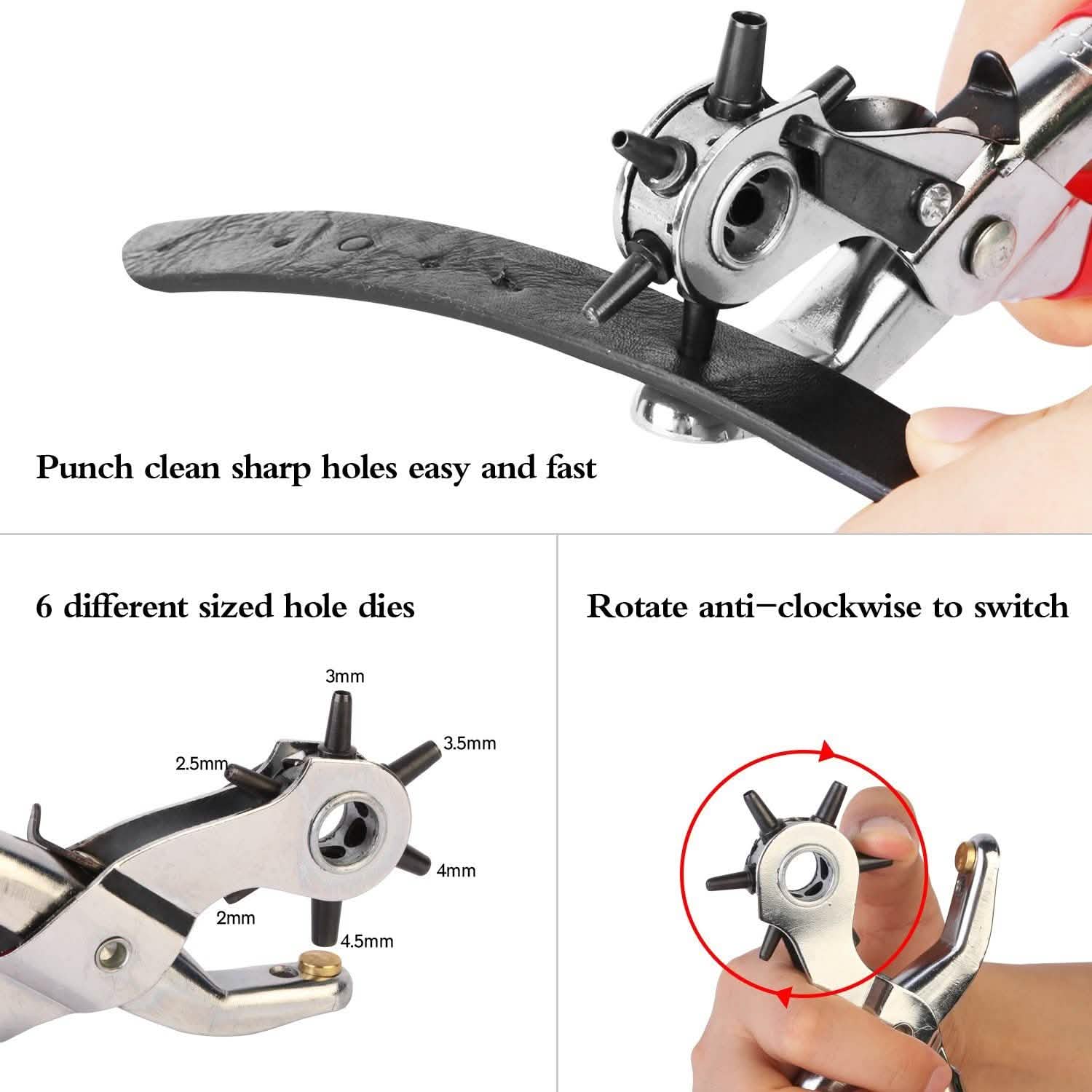 9" Heavy Duty Belt Hole Punch Hand Pliers DailySale
