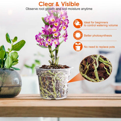 9-Piece: Orchid Pots Clear Reusable Plastic Flower Plant Nursery Planter DailySale