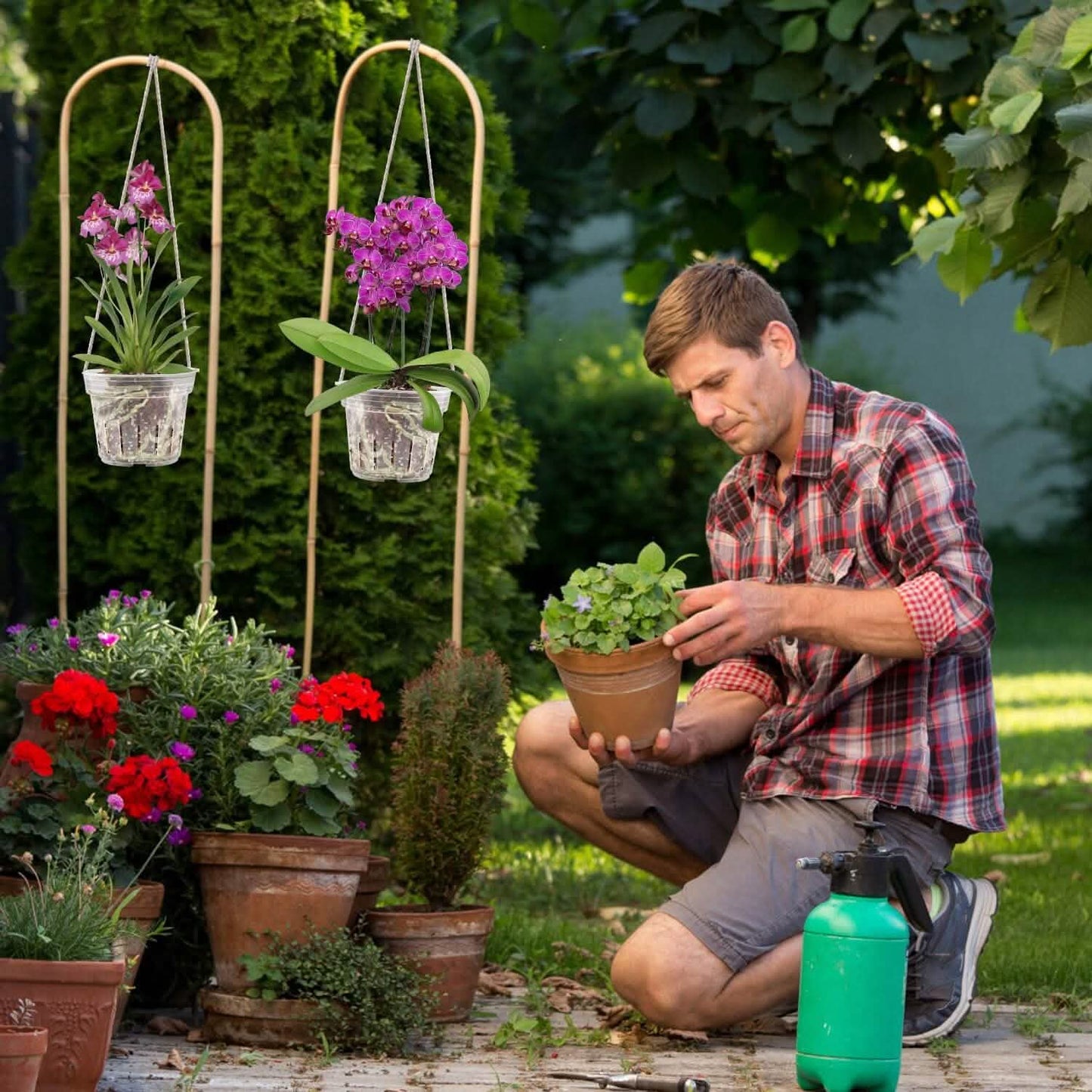 9-Piece: Orchid Pots Clear Reusable Plastic Flower Plant Nursery Planter DailySale