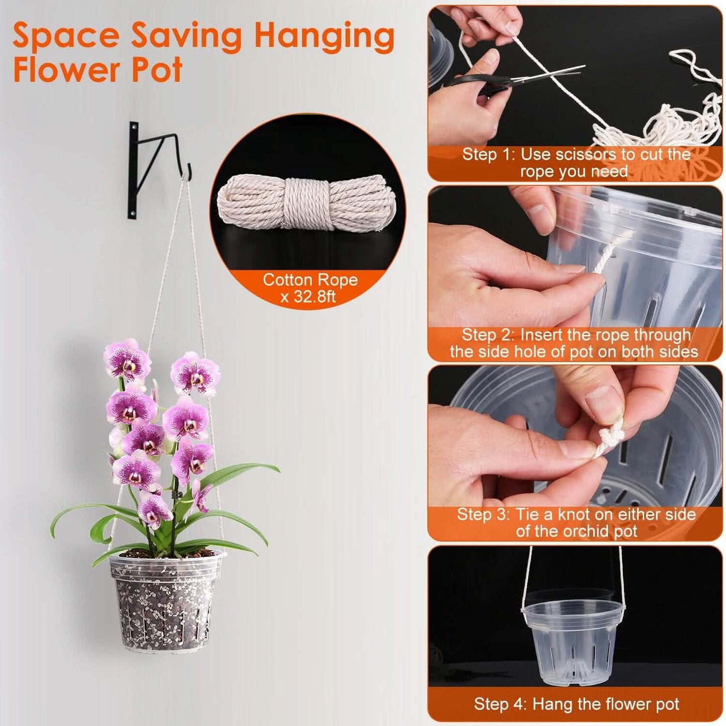 9-Piece: Orchid Pots Clear Reusable Plastic Flower Plant Nursery Planter DailySale