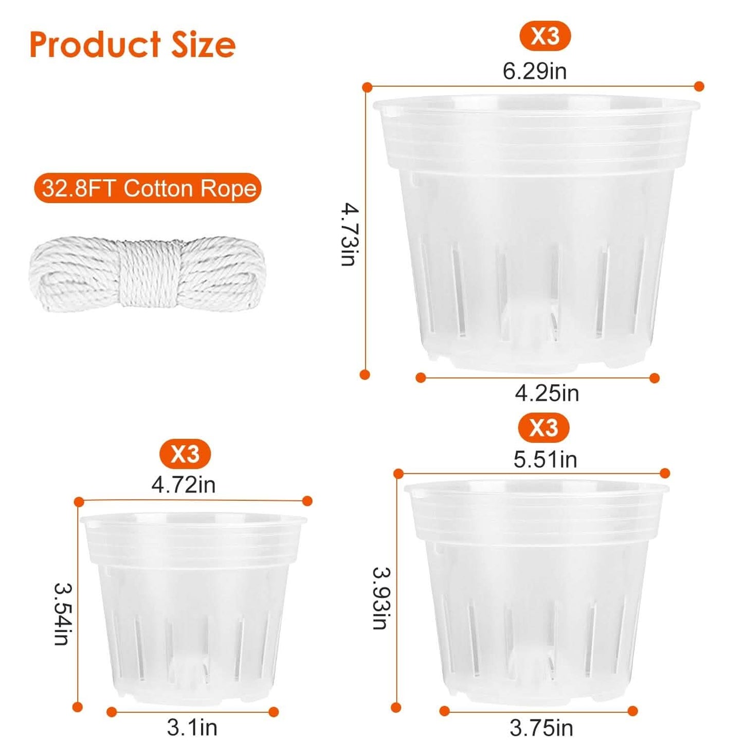 9-Piece: Orchid Pots Clear Reusable Plastic Flower Plant Nursery Planter DailySale