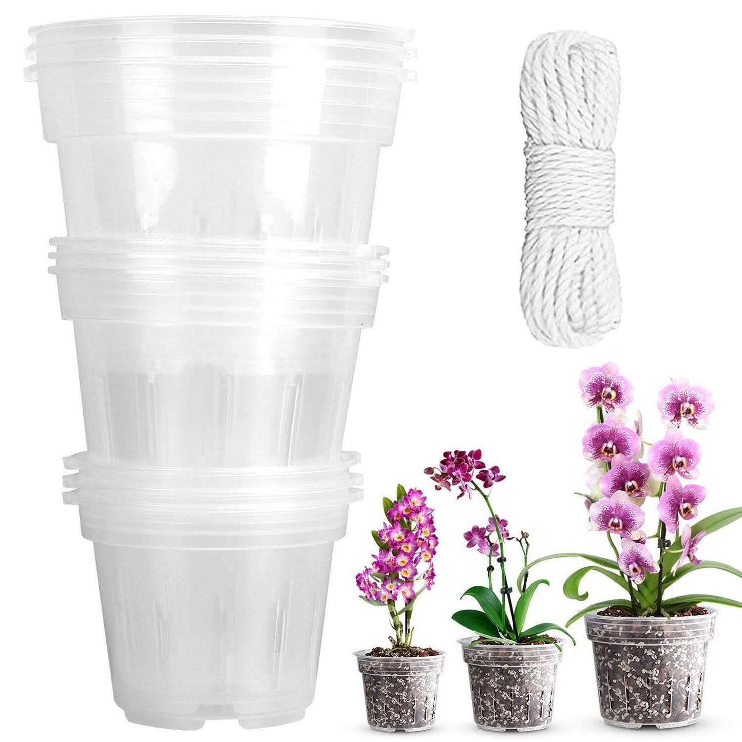 9-Piece: Orchid Pots Clear Reusable Plastic Flower Plant Nursery Planter DailySale