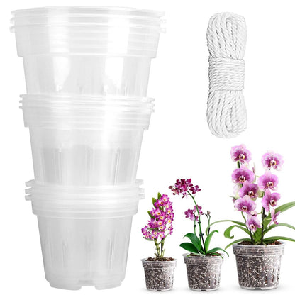 9-Piece: Orchid Pots Clear Reusable Plastic Flower Plant Nursery Planter DailySale