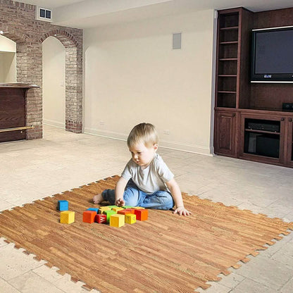 9-Piece Set: HemingWeigh Printed Wood Grain Interlocking Foam Floor Puzzle Mats DailySale