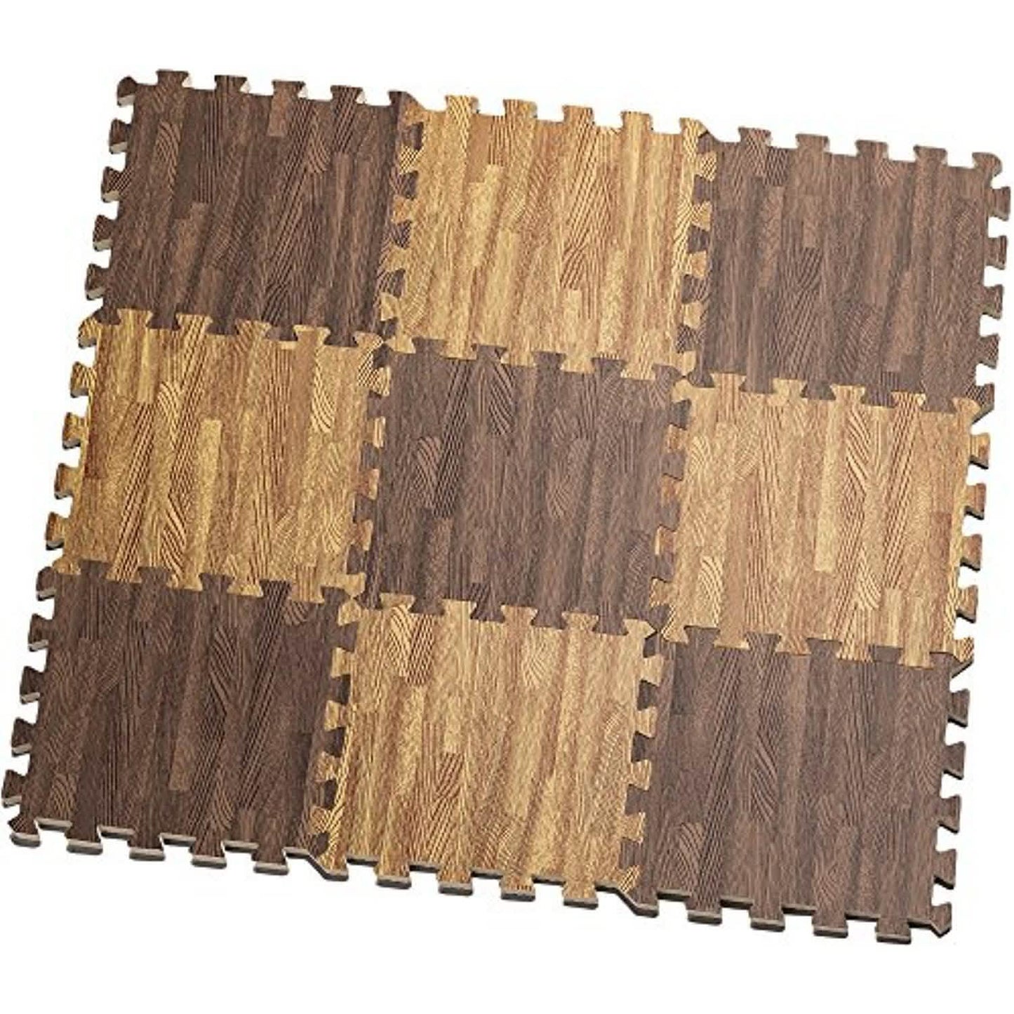 9-Piece Set: HemingWeigh Printed Wood Grain Interlocking Foam Floor Puzzle Mats DailySale