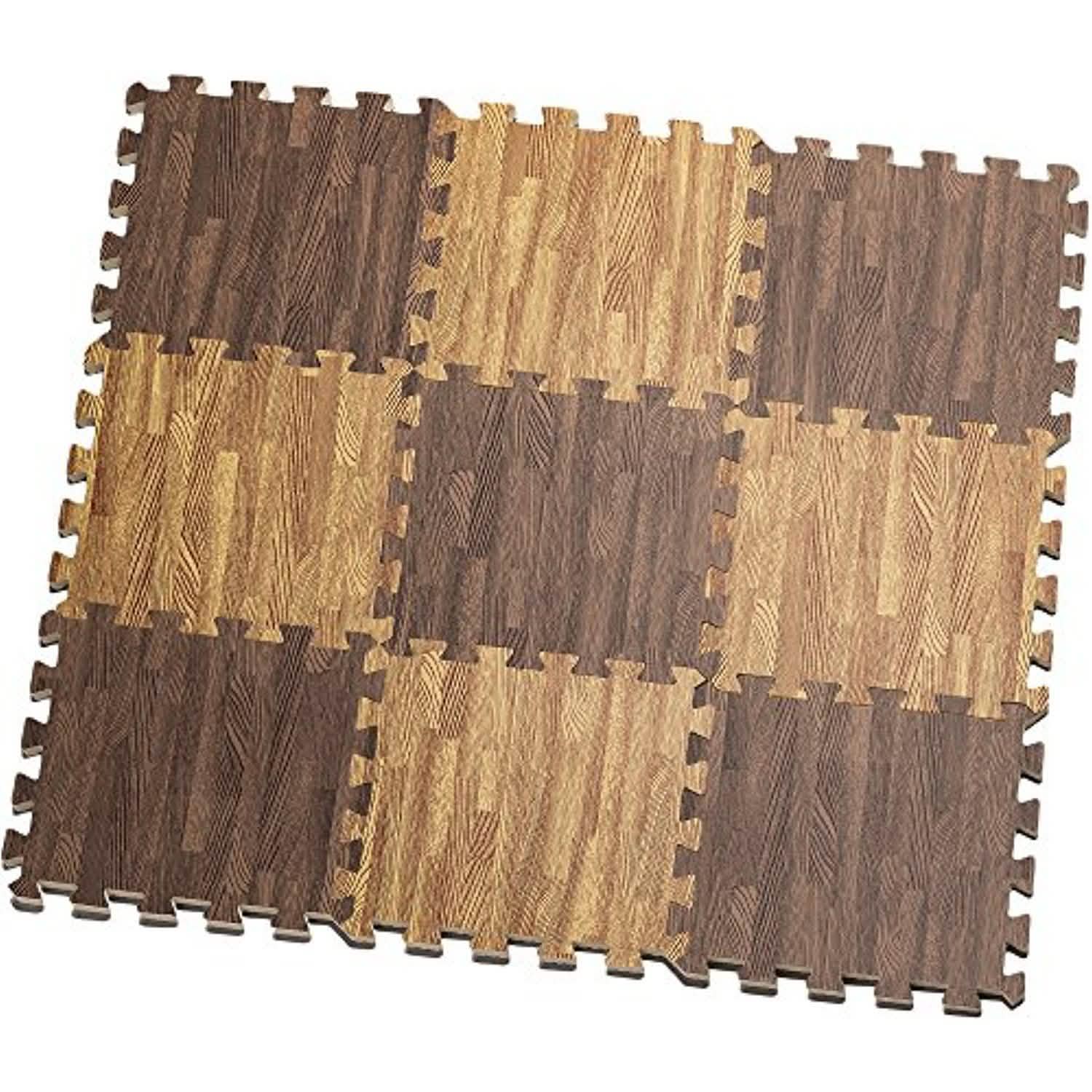 9-Piece Set: HemingWeigh Printed Wood Grain Interlocking Foam Floor Puzzle Mats DailySale
