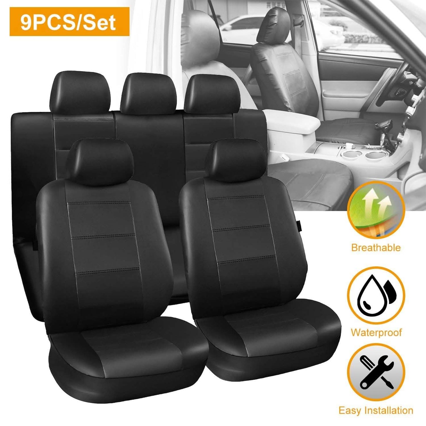 9-Piece Set: PU Leather Car Seat Cover DailySale