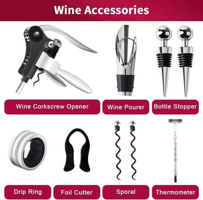 9-Piece Set: Wine Opener Set with Corkscrew, Foil Cutter, Thermometer, Stoppers & More DailySale