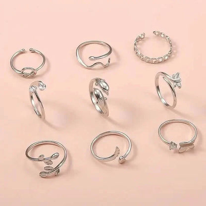 9-Pieces: Adjustable Foot Ring Set DailySale