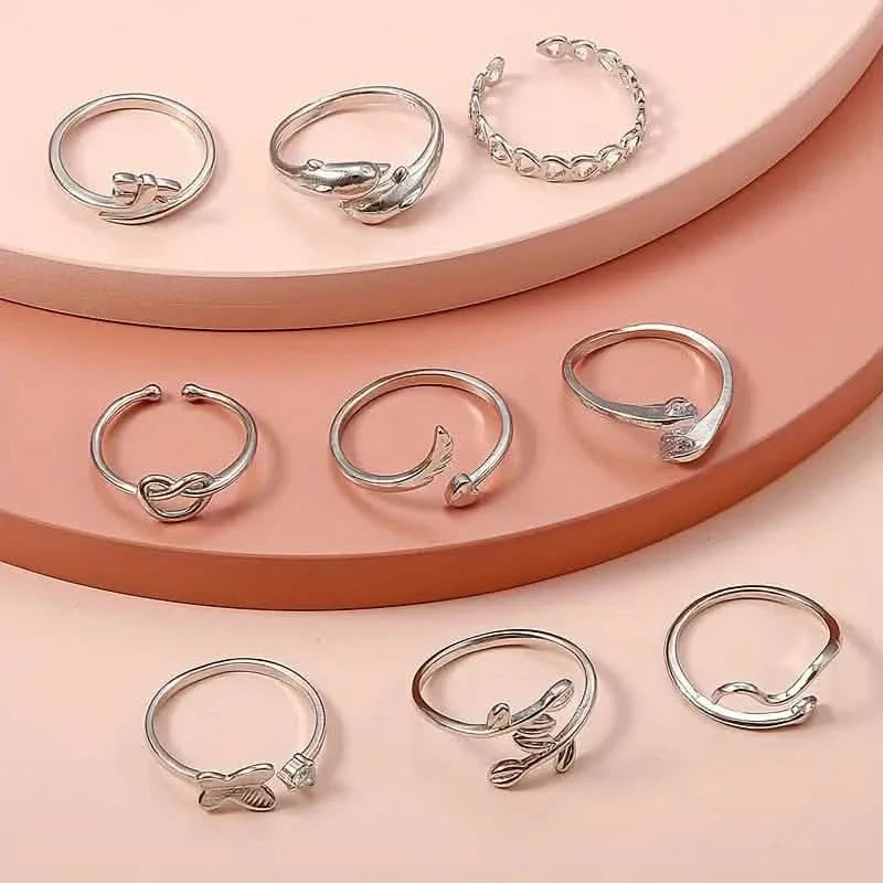 9-Pieces: Adjustable Foot Ring Set DailySale