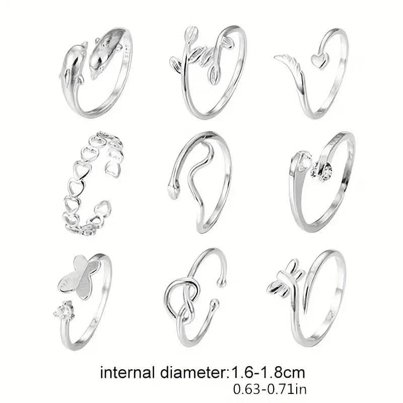 9-Pieces: Adjustable Foot Ring Set DailySale