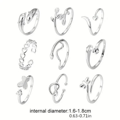 9-Pieces: Adjustable Foot Ring Set DailySale