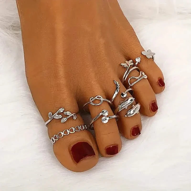 9-Pieces: Adjustable Foot Ring Set DailySale