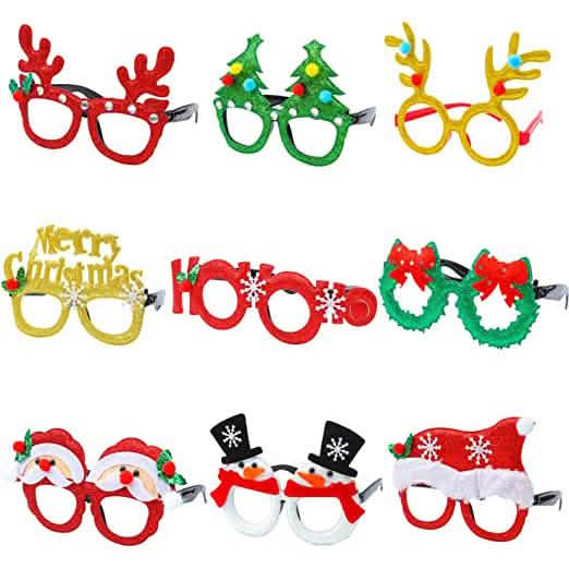 9-Pieces: Christmas Glitter Party Glasses Frame DailySale