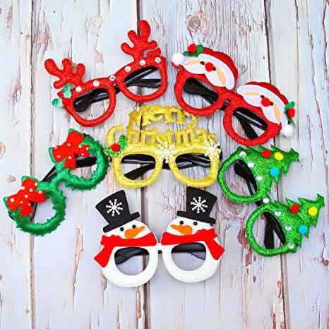 9-Pieces: Christmas Glitter Party Glasses Frame DailySale
