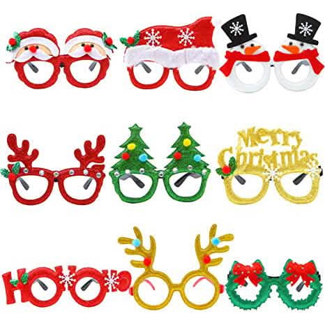 9-Pieces: Christmas Glitter Party Glasses Frame DailySale