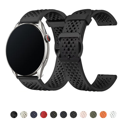 Amazfit Balance, GTR, GTS & Bip Silicone Air-Hole Band, Pin Buckle BandsCo Straps