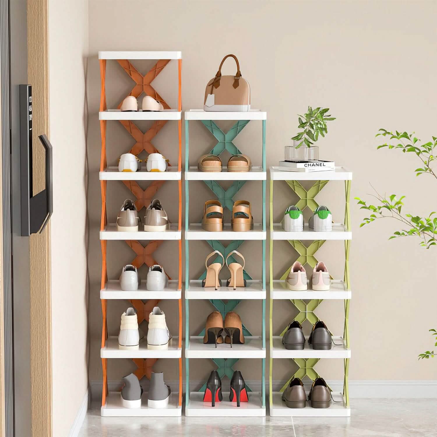 9-Tier Narrow Entryway Shoe Rack Plastic Vertical Shoe Organizer DailySale