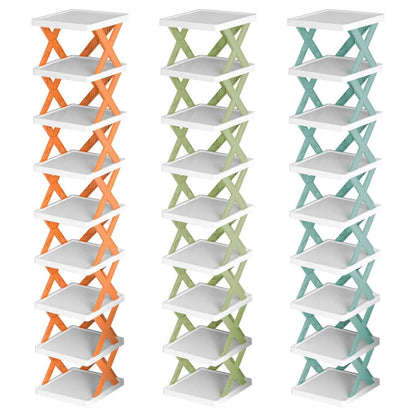 9-Tier Narrow Entryway Shoe Rack Plastic Vertical Shoe Organizer DailySale