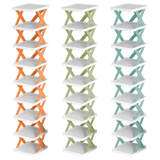 9-Tier Narrow Entryway Shoe Rack Plastic Vertical Shoe Organizer DailySale