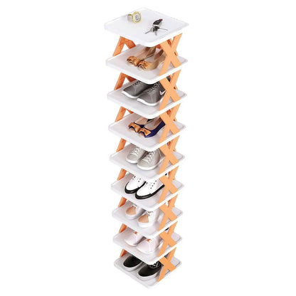 9-Tier Narrow Entryway Shoe Rack Plastic Vertical Shoe Organizer DailySale