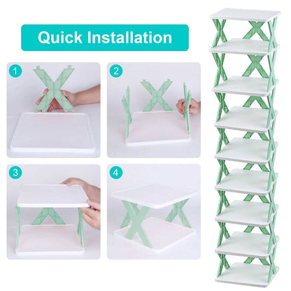 9-Tier Narrow Entryway Shoe Rack Plastic Vertical Shoe Organizer DailySale